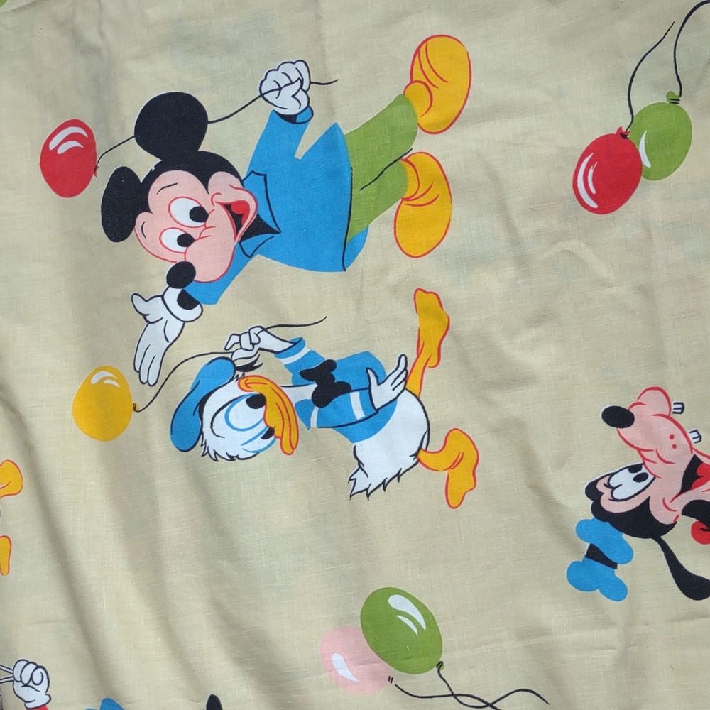 Vintage Disney Mickey Mouse and Friends Twin Bedcover with Red fringe